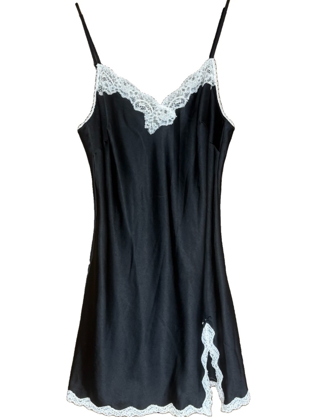 Victoria’s Secret Black Satin Lace Chemise Slip Dress